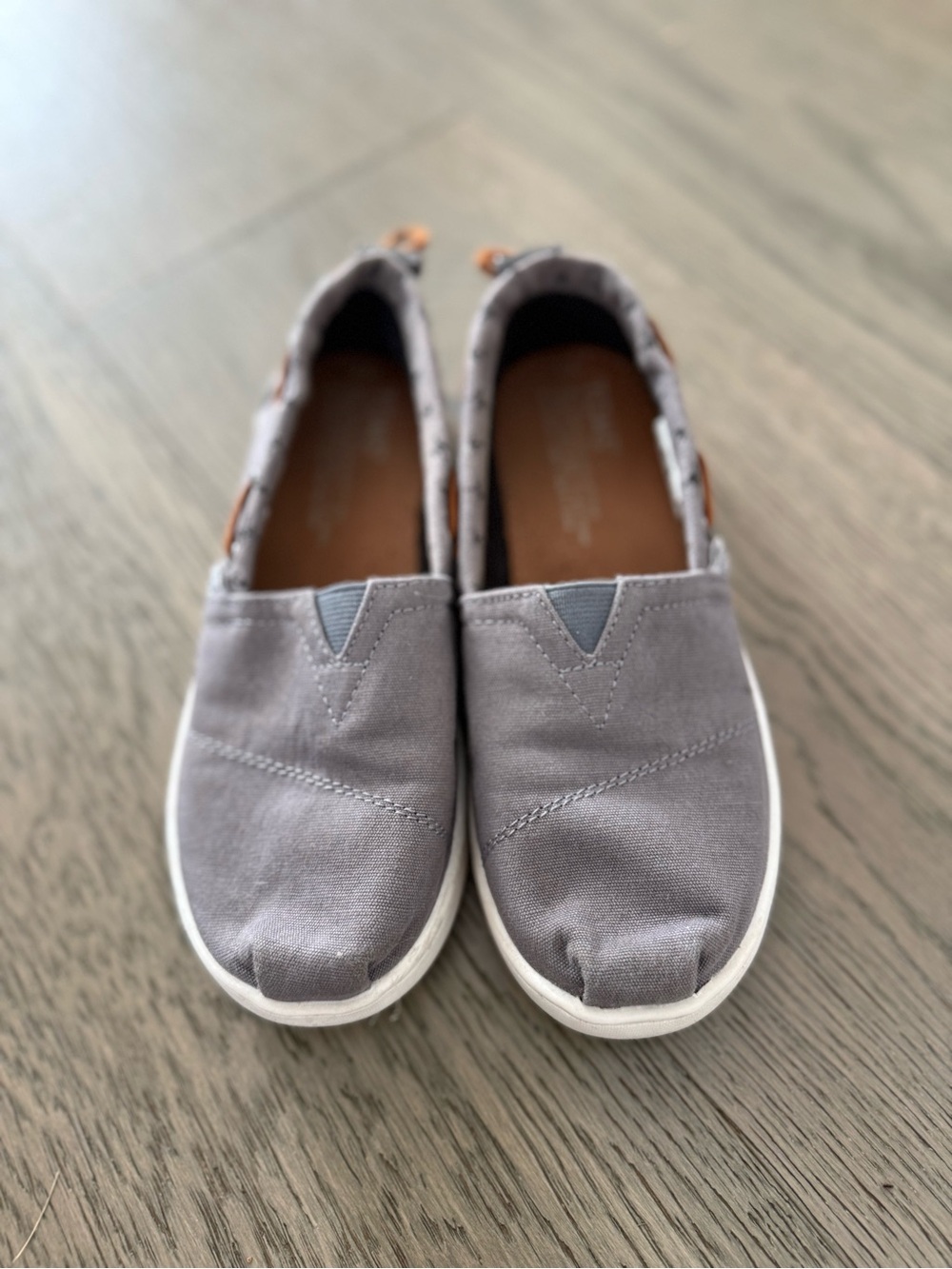 Toms Gray Canvas Slip-On Sneakers for Kids